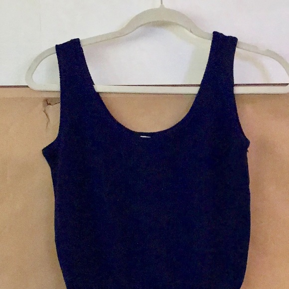 Vintage St John Knit Tank Top Blue Very Small Summer - Picture 7 of 8
